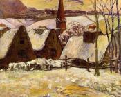 保罗高更 - Breton Village in the Snow